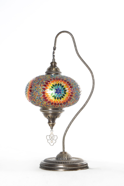 No5 Size Antique Mosaic Swan Neck Lamp